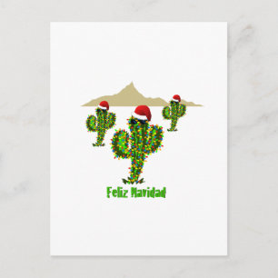 Feliz Navidad - Arizona Christmas Saguaro Lights Holiday Postcard