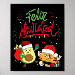 Feliz Navidad Avocado Tacos Mexican Christmas Men Poster