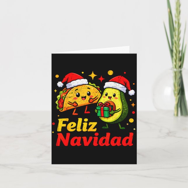 Feliz Navidad Avocado Tacos Mexican Xmas Family Ma Card (Front)