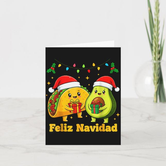 Feliz Navidad Avocado Tacos Mexican Xmas Family Ma Card (Front)