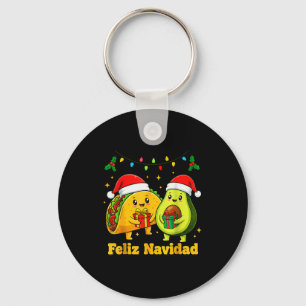 Feliz Navidad Avocado Tacos Mexican Xmas Family Ma Key Ring