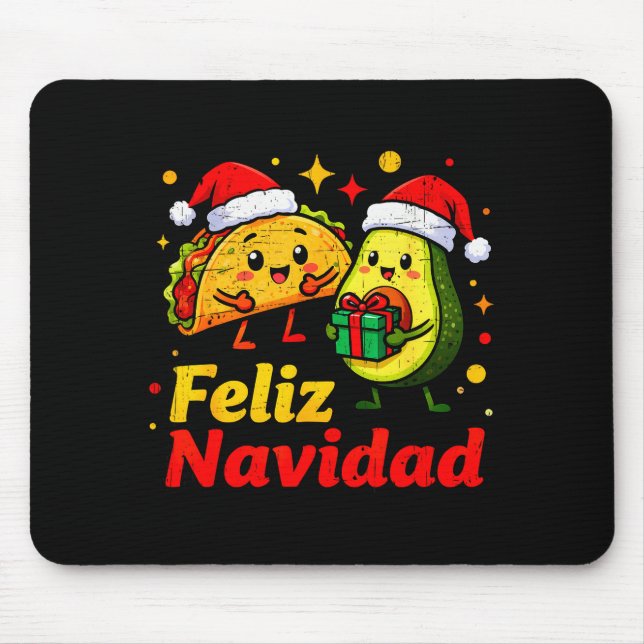Feliz Navidad Avocado Tacos Mexican Xmas Family Ma Mouse Mat (Front)