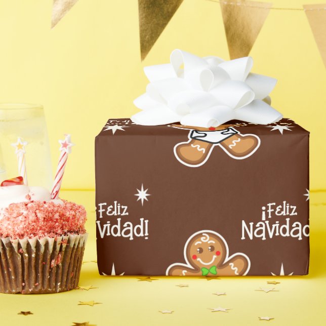¡Feliz Navidad! Baby Gingerbread on Brown Wrapping Paper (Birthday Party)