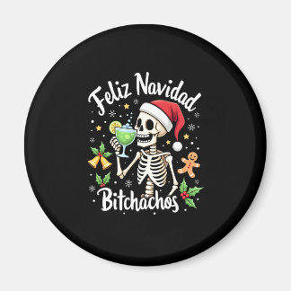 Feliz Navidad Bitchachos Funny Skull Spanish Merry Magnet