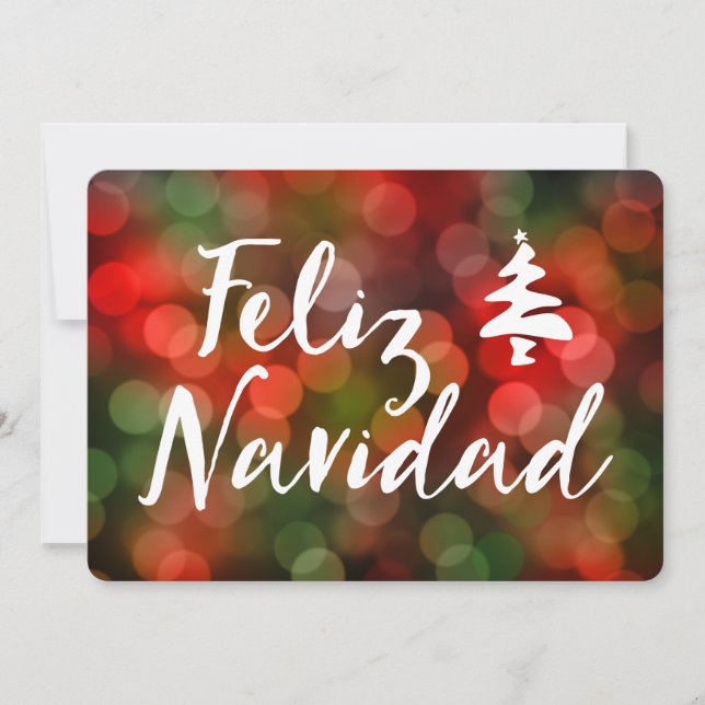 Feliz Navidad (bokeh lights) Invitation (Front)