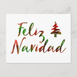 Feliz Navidad (bokeh tree lights) Holiday Postcard
