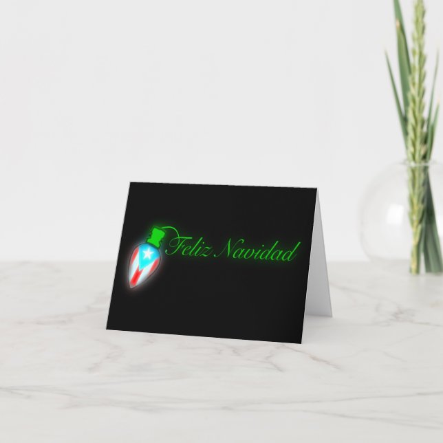 Feliz Navidad Boricua Xmas Light Flag Holiday Card (Front)