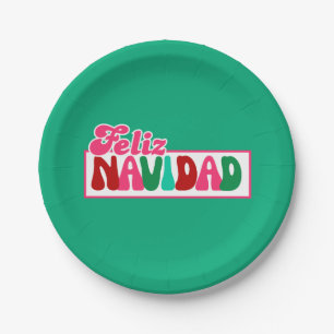Feliz Navidad - Bright colourful Paper Plate