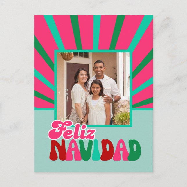 Feliz Navidad - Bright Maximalist  Holiday Postcard (Front)