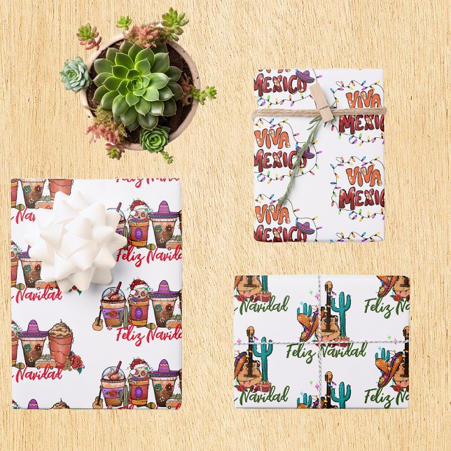 Feliz Navidad Cactus Christmas Mexico  Wrapping Paper Sheet (Creator Uploaded)