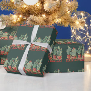 Feliz Navidad Cactus Lover Christmas Cowboy Plant  Wrapping Paper
