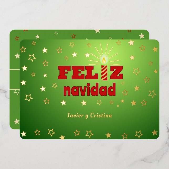 Feliz navidad candle stars greetings Foil Card (Front/Back)