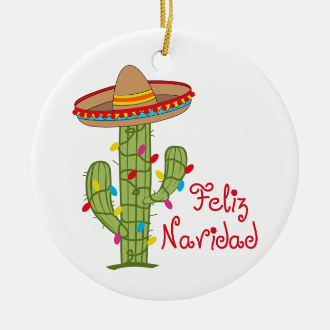 Feliz Navidad Ceramic Tree Decoration (Front)