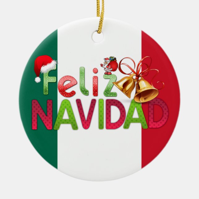 Feliz Navidad Ceramic Tree Decoration (Front)