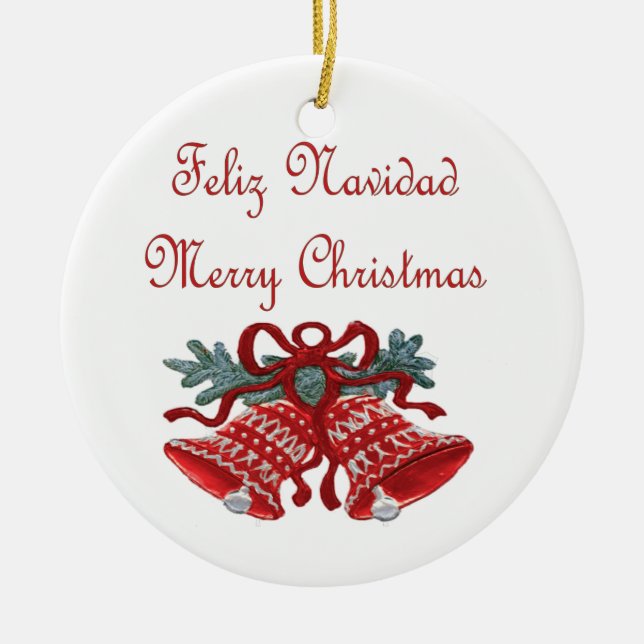 Feliz Navidad Ceramic Tree Decoration (Front)