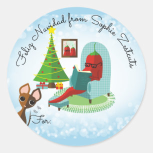 Feliz Navidad chilli pepper salsa Christmas to fro Classic Round Sticker
