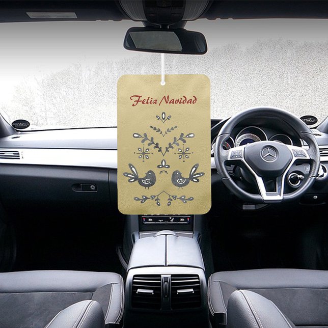 Feliz Navidad Christian Verse Golden  Car Air Freshener (Spanish Feliz Navidad Air freshener, Custom text bible verse Isaiah 9:6  ConJesusenelcamino)