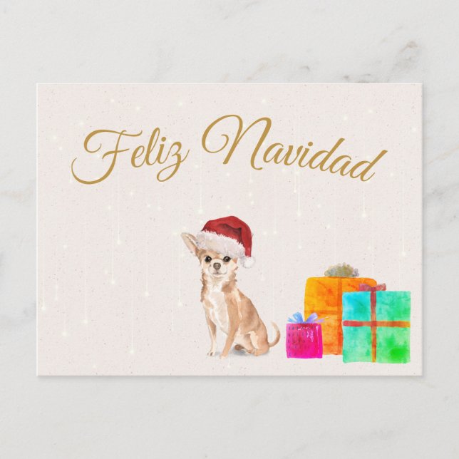 Feliz Navidad Christmas Chihuahua Dog Merry Bright Postcard (Front)