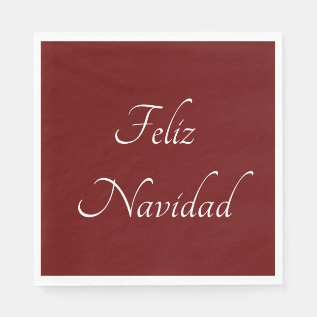 Feliz Navidad Christmas Festive Fiesta Red    Napkin (Front)