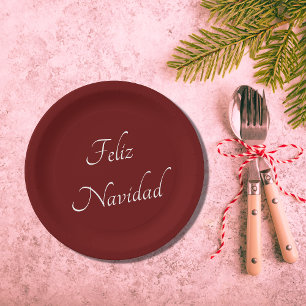 Feliz Navidad Christmas Fiesta Red Paper Plate