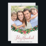 Feliz Navidad Christmas Garland Script Photo Card<br><div class="desc">Feliz Navidad Spanish Christmas Garland Hand Lettered Script Photo Card. The photo and text of this hand lettered brush script can be updated and customised with your photo,  family name and year.</div>