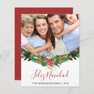 Feliz Navidad Christmas Garland Script Photo Card