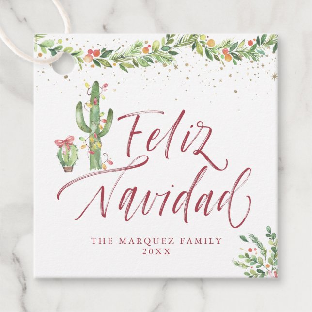 Feliz Navidad | Christmas Holiday Gift Tags (Front)
