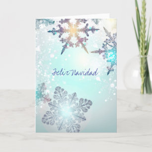 Feliz Navidad Christmas HolidayBlue Snowflake  Thank You Card