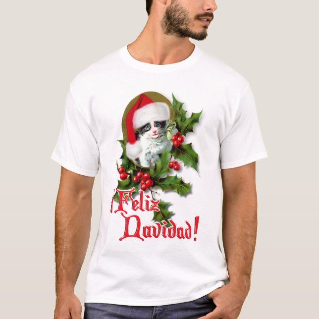 Feliz Navidad - Christmas Kitten T-Shirt (Front)