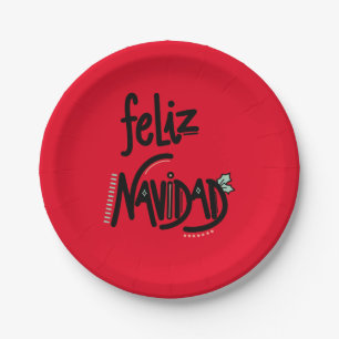 Feliz Navidad Christmas Party Dinner Paper Plate