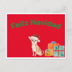 Feliz Navidad Christmas Red Chihuahua Dog  Postcard