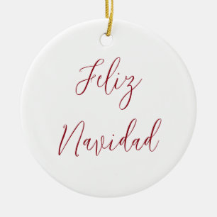 Feliz Navidad Christmas Script Typography Ceramic Tree Decoration