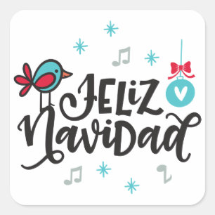 Feliz Navidad, Christmas Square Sticker