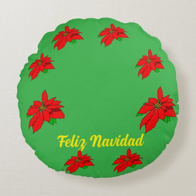 Feliz Navidad Christmas Throw Pillow (Front)