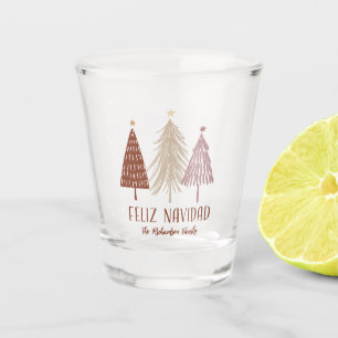 Feliz Navidad Christmas Tree Holiday Merry Elegant Shot Glass