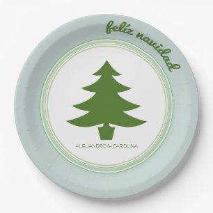 Feliz Navidad: Christmas Tree: Personalised Paper Plate