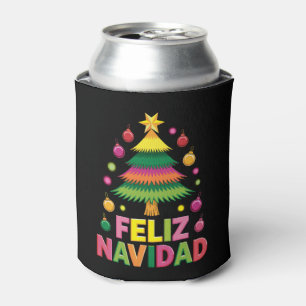Feliz Navidad Christmas Tree Spanish Holiday Xmas Can Cooler