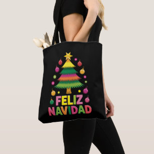 Feliz Navidad Christmas Tree Spanish Holiday Xmas Tote Bag