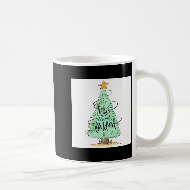 Feliz Navidad Christmas Tree T Shirt  Coffee Mug (Right)
