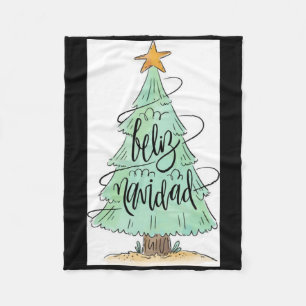 Feliz Navidad Christmas Tree T Shirt Fleece Blanket