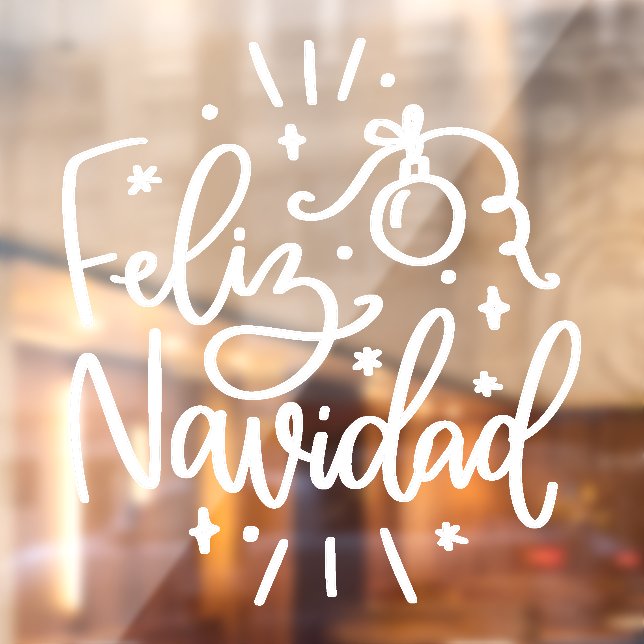 Feliz Navidad, Christmas Window Cling in Spanish (Sheet 2)