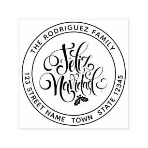 Feliz Navidad Circular Address Self-inking Stamp