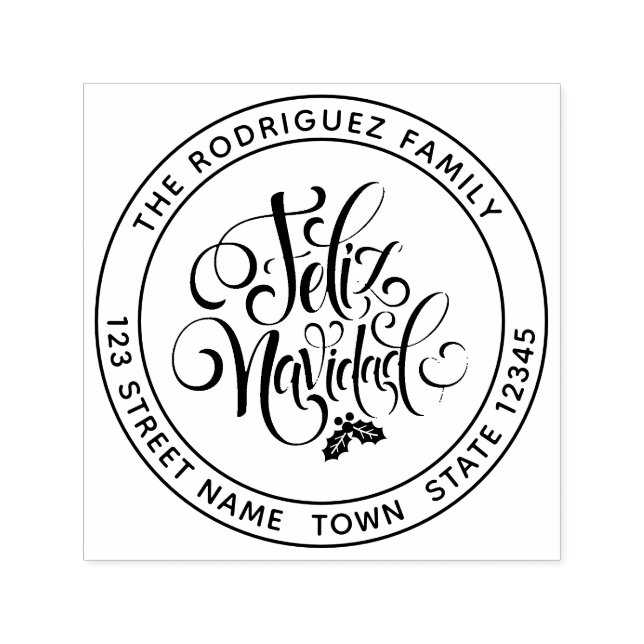 Feliz Navidad Circular Address Self-inking Stamp (Design)
