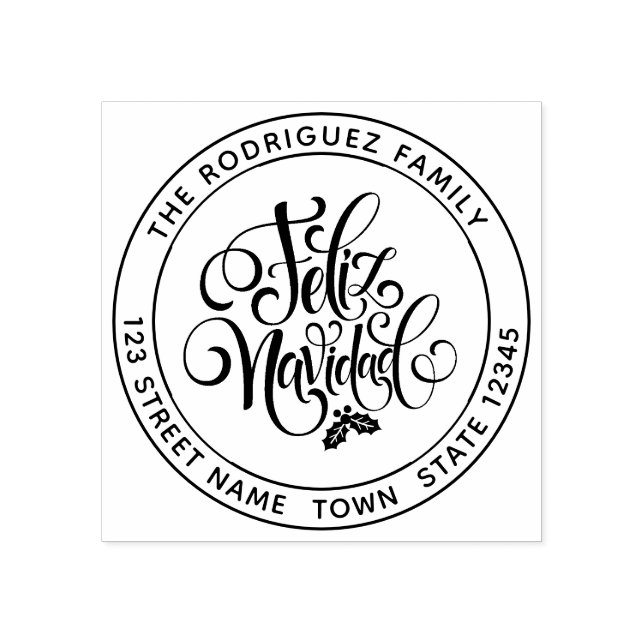 Feliz Navidad Circular  Rubber Stamp (Imprint)