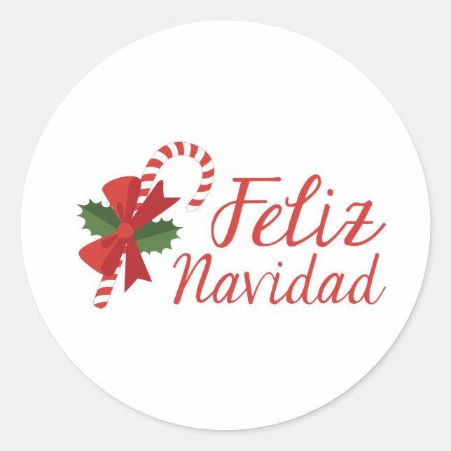 Feliz Navidad Classic Round Sticker (Front)