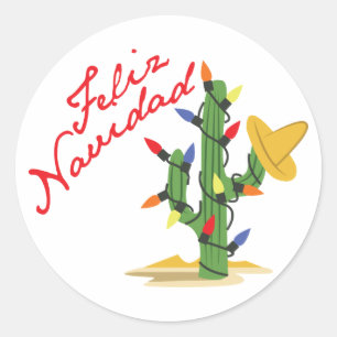 Feliz Navidad Classic Round Sticker