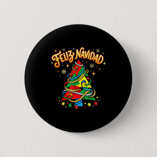 Feliz Navidad Colorful Spanish Christmas Tree 6 Cm Round Badge