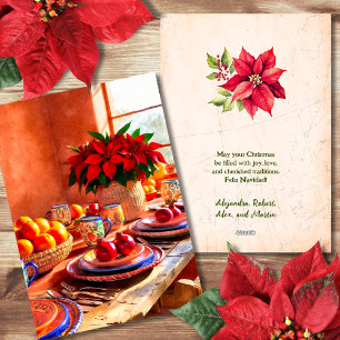 Feliz Navidad Colourful Table Setting Mexican Holiday Card