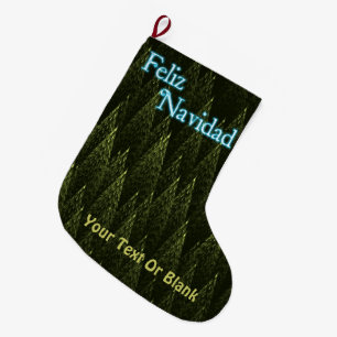 Feliz Navidad - Conifers Large Christmas Stocking
