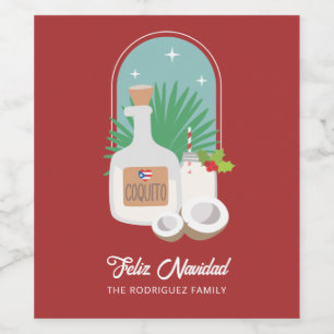 Feliz Navidad Coquito Food and Beverage Label Set